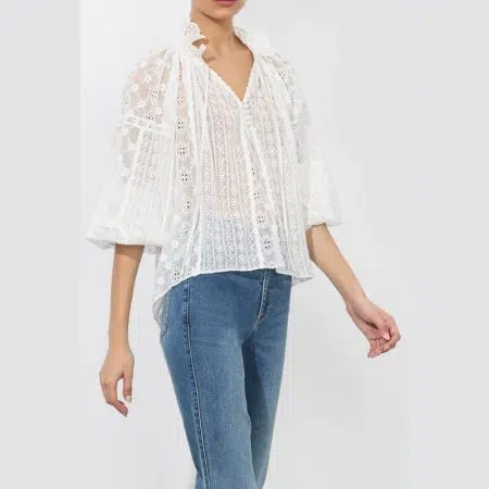 ALICE & OLIVIA NORAH EYELET LACE BLOUSE 3 result