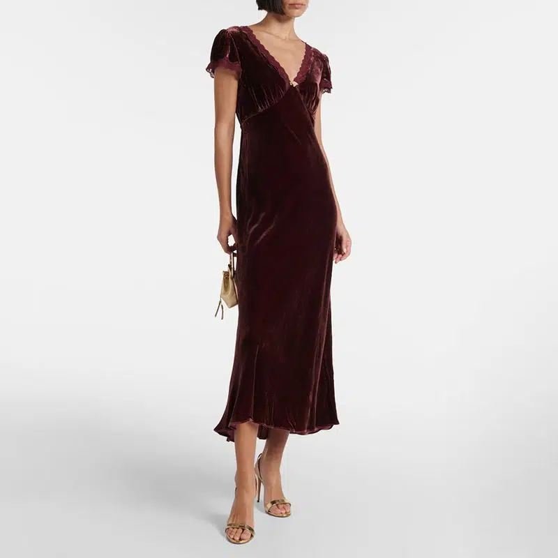 RIXO Clarice Velvet Midi Dress 15 result