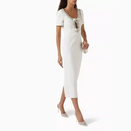 self portrait WHITE BOW CREPE MIDI DRESS 6 result