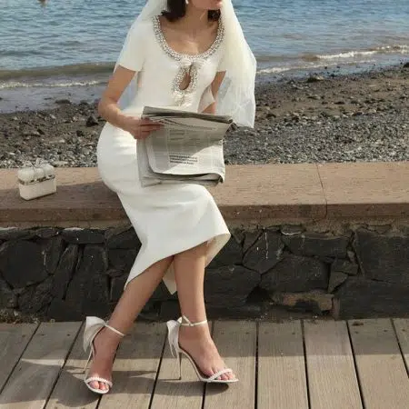 self portrait WHITE CREPE BOW MIDI DRESS result