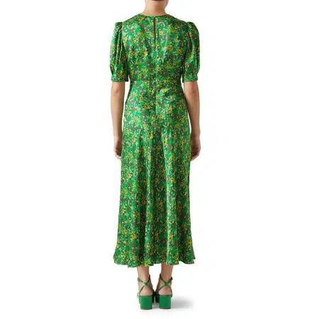 l.k.bennett Jem Green And Yellow Floral Print Midi Dress 12 result