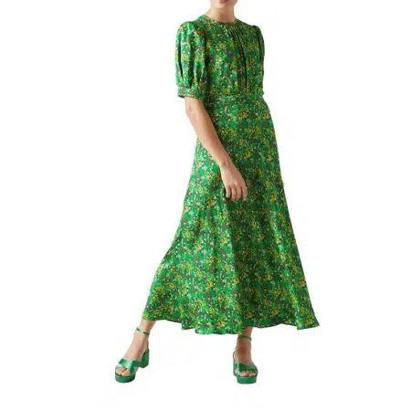 l.k.bennett Jem Green And Yellow Floral Print Midi Dress 9 result